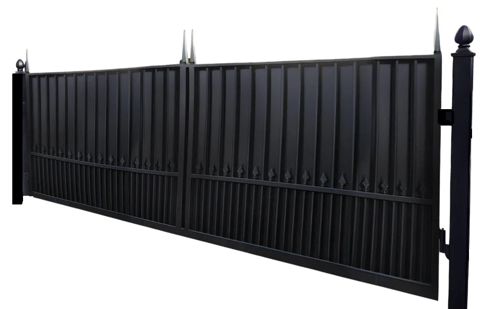 Modern Solid Wrought Iron Driveway Gate | Custom Fabrication Heavy Duty Entry Gate | Made in Canada– Model # 155