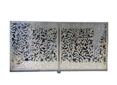 Beautiful Laser Cut Leaves Detailing Driveway Gate | Custom Fabrication Heavy Duty Metal Gate | Made in Canada– Model # 183