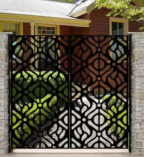 3D Laser Cut Abstract Art Metal Side Walk Gate | Custom Fabrication Modern Metal Yard Gate | Made in Canada– Model # 208-Taimco