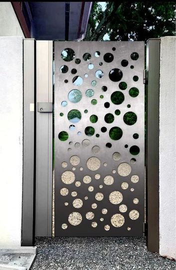 3D Laser Cut Circle Design Metal Side Walk Gate | Custom Fabrication Metal Yard Gate | Made in Canada – Model # 759-Taimco