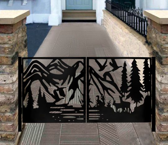 3D Laser Cut Landscape Design Metal Garden Gate| Custom Fabrication Metal Pool Gate | Made in Canada – Model # 246-Taimco