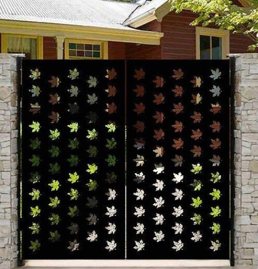 3D Laser Cut Maple Leaves Pattern Backyard Metal Gate | Custom Fabrication Metal Yard Gate | Made in Canada– Model # 207-Taimco
