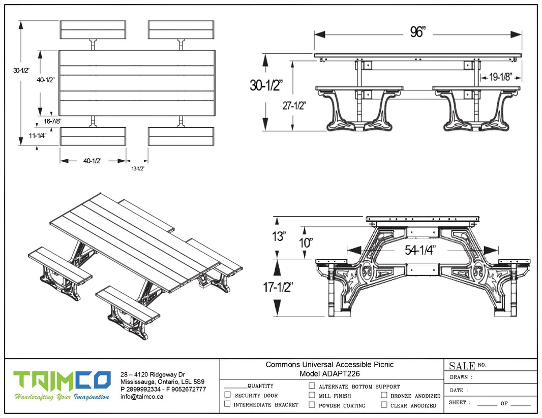 Commons Universal Accessible Picnic Tables | Picnic Table & Seat |  Model ADAPT226