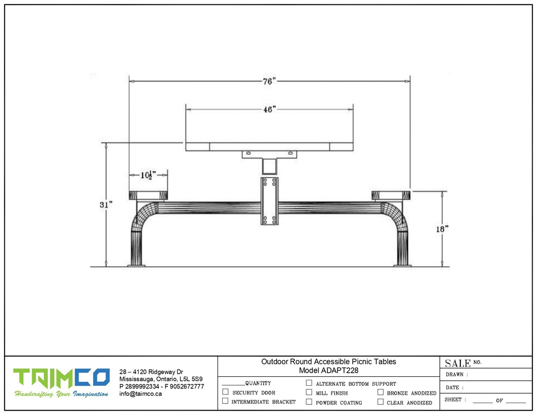 Outdoor Round Accessible Picnic Tables | Picnic Table & Seat |  Model ADAPT228