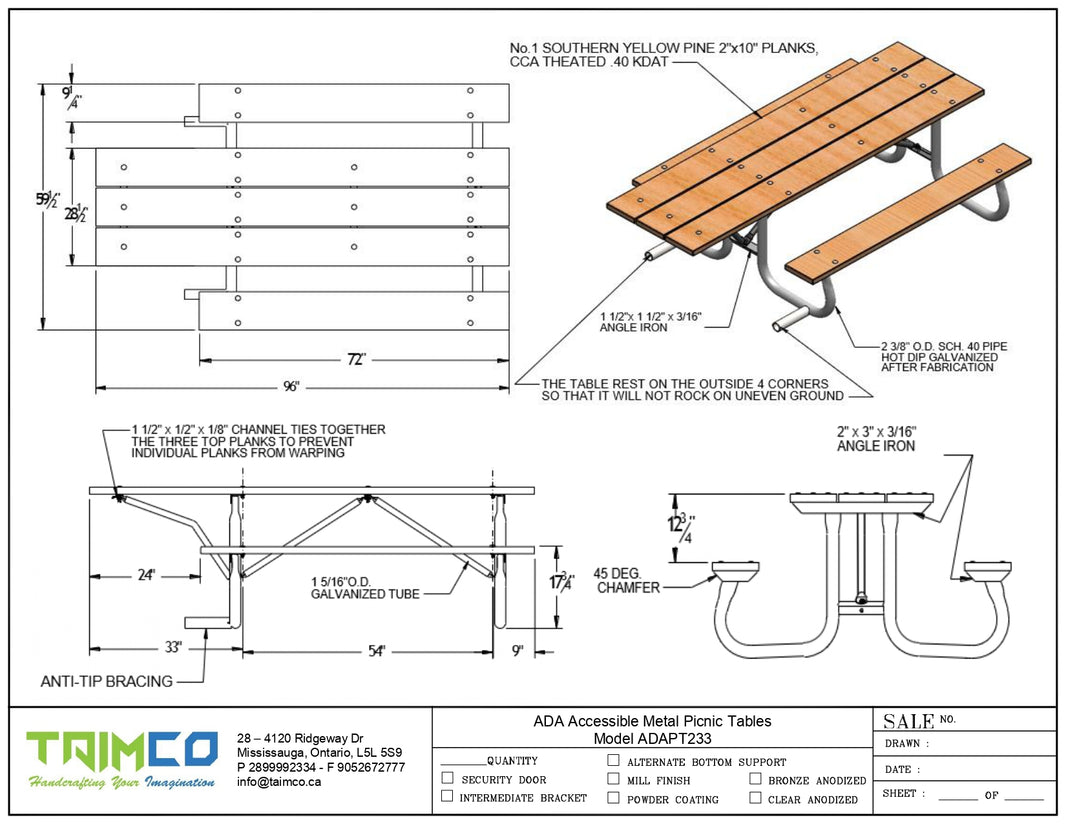 ADA Accessible Metal Picnic Tables | Picnic Table & Seat |  Model ADAPT233