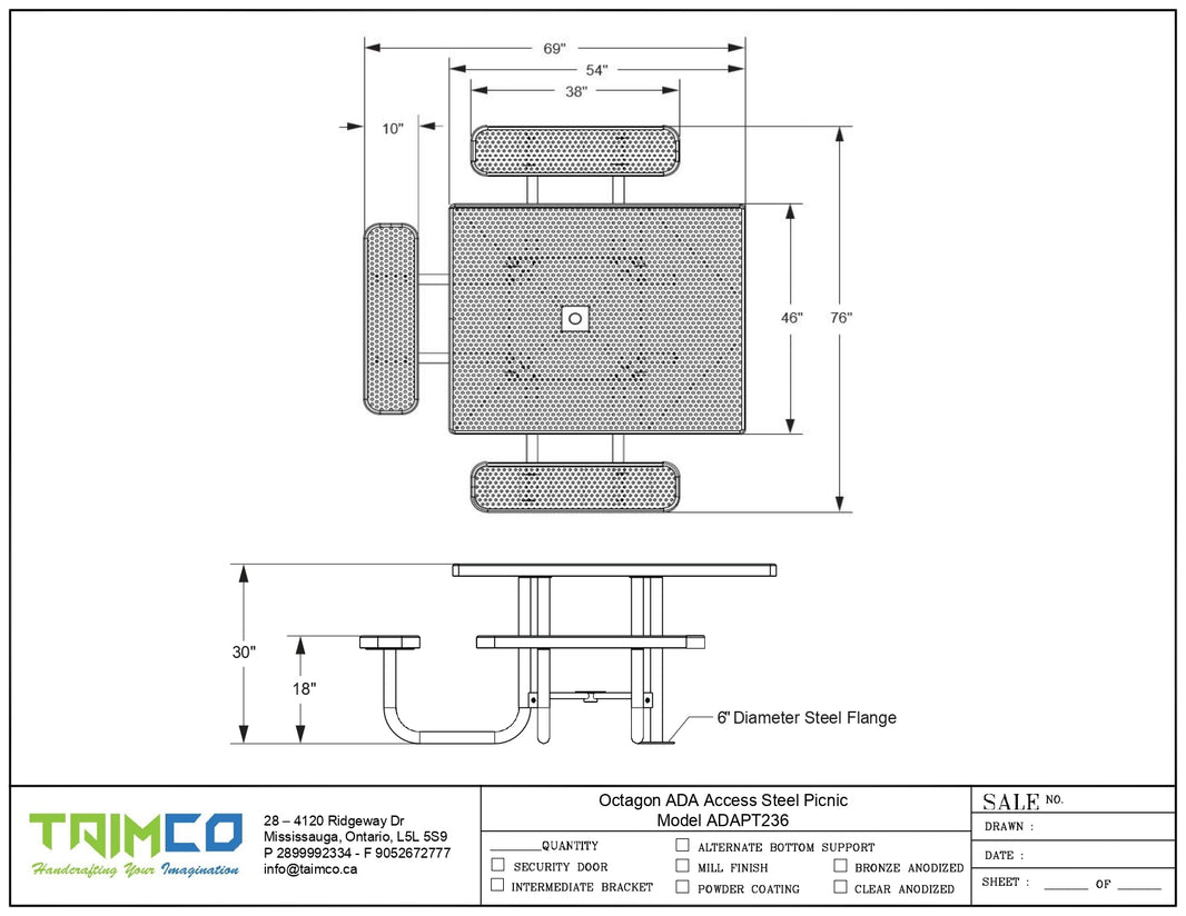 Square ADA Access Steel Picnic Tables | Picnic Table & Seat |  Model ADAPT236