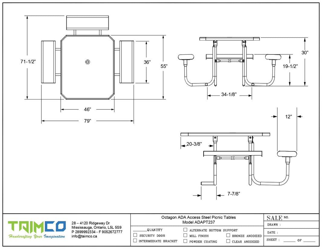 Octagon ADA Access Steel Picnic Tables | Picnic Table & Seat |  Model ADAPT237