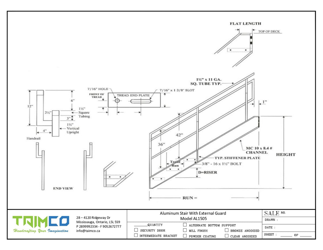 Aluminum Stair With External Guard  Model AL1505