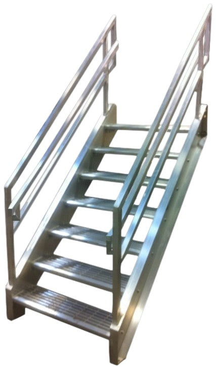 Aluminum Welded Stair 45 Degree Design  With Rail Open Rise Model AL1528