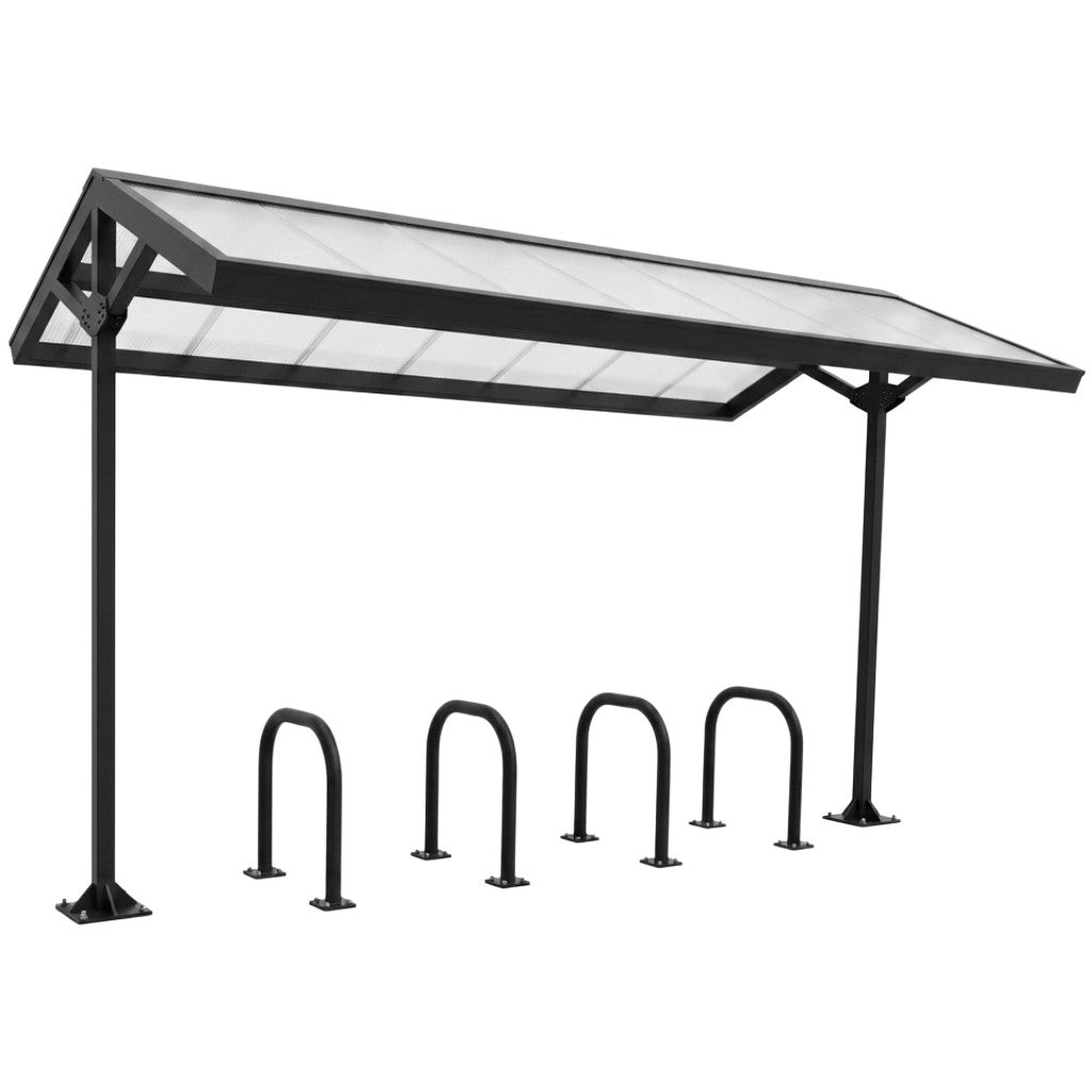 Compact Covered Bike Shelter with Curved Roof & Steel Bike Racks – TAIMCO Model BR2358