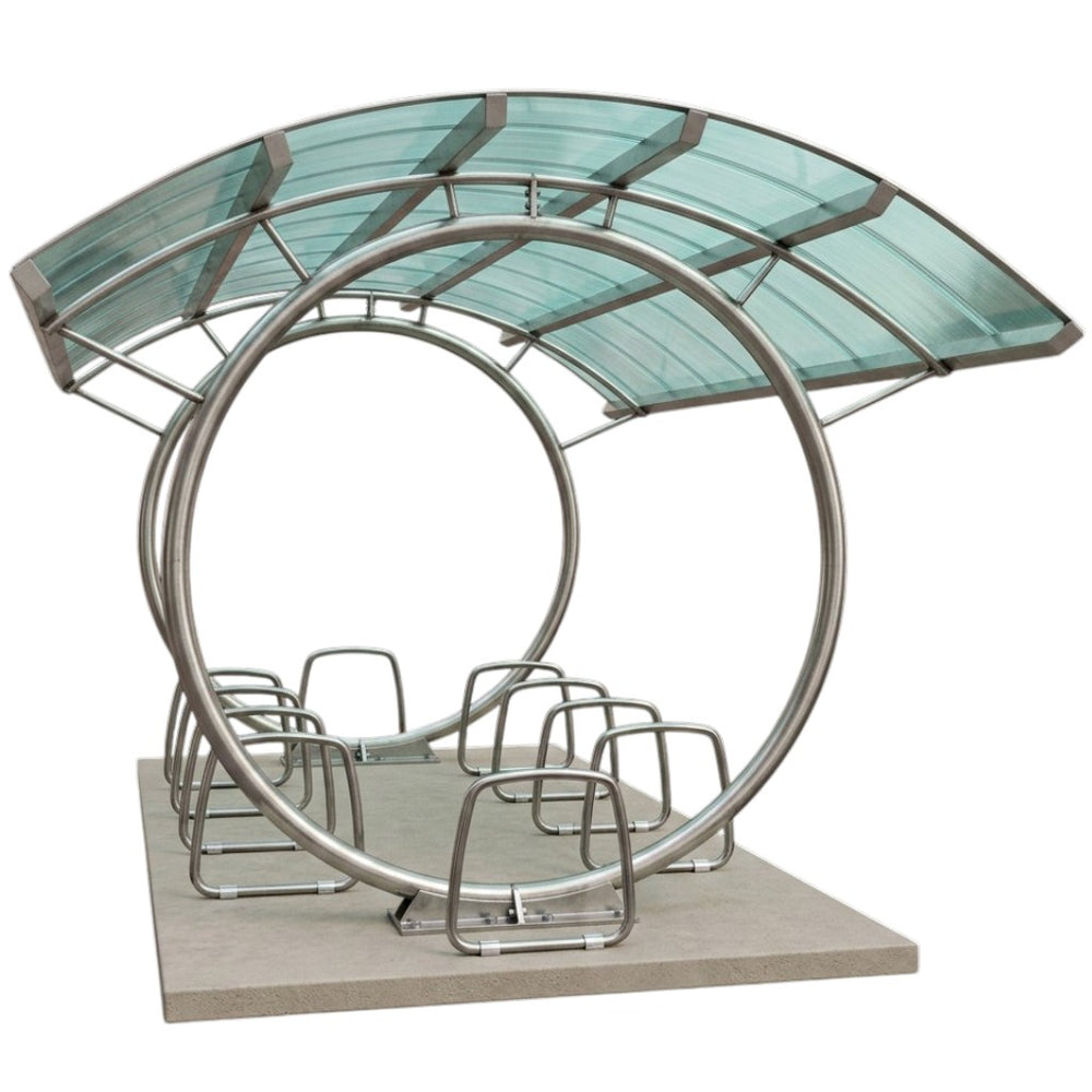 Decorative metal and glass sculpture on a white background