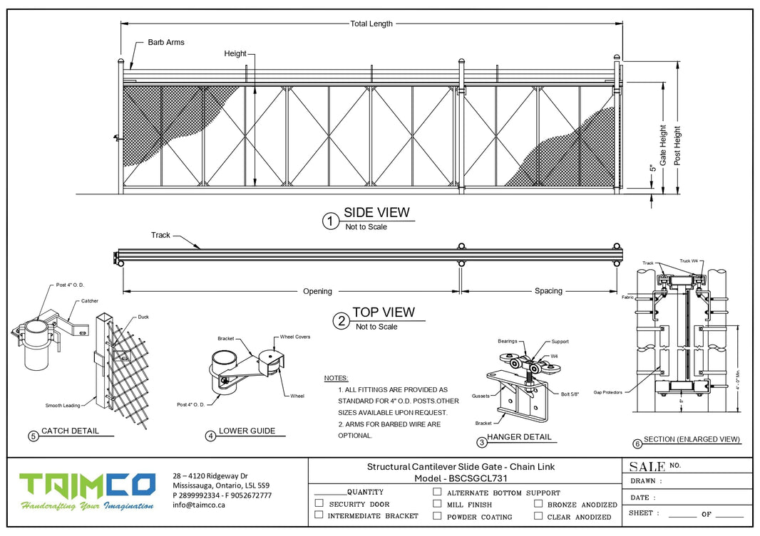 Structural Cantilever Slide Gate - Chain Link - Model BSCSGCL731