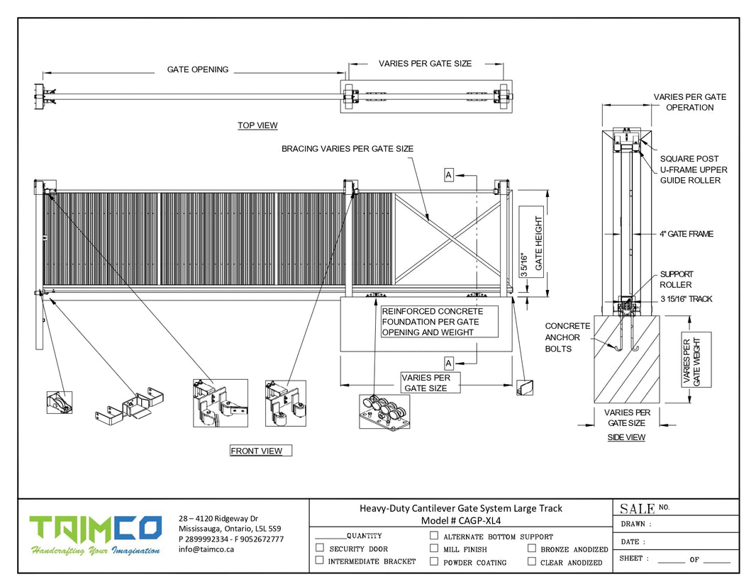Heavy-Duty Cantilever Gate System Large Track  Model # CAGP-XL4