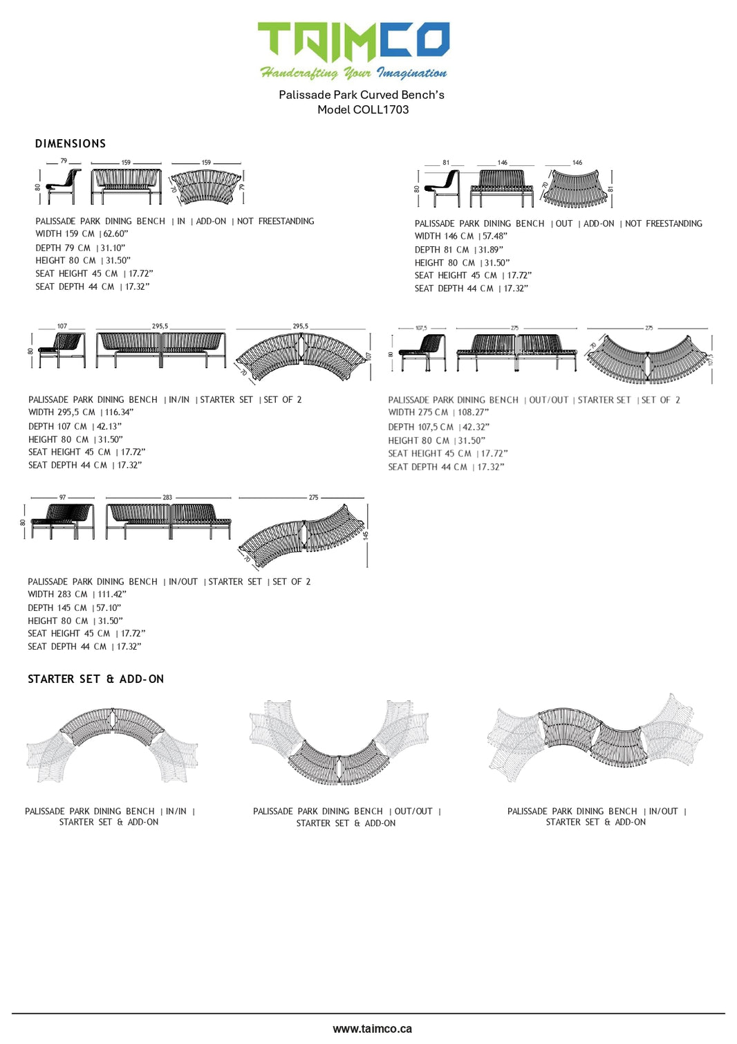 Palissade Modular Circular Outdoor Metal Bench | Model COLL1703 ( Set of 4 )