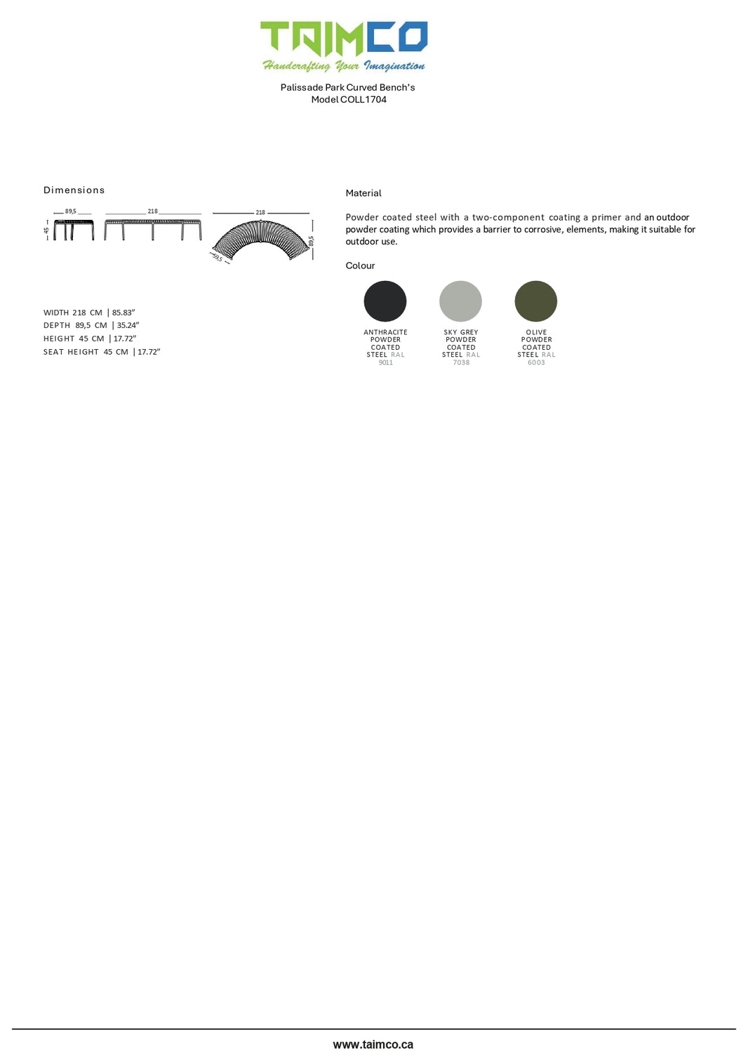 Palissade Modular Circular Outdoor Metal Bench Without Back | Model COLL1704 ( Set of 4 )