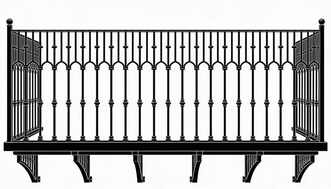 Balk Wrought Iron Balcony Railing Design - Railing Balcony Panels - Simple Style Rail - Made in Canada - Model # DRP978