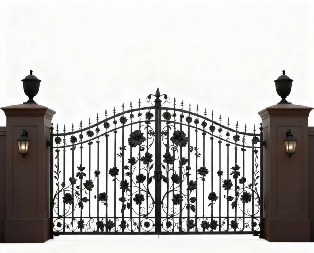 Fleur Royale – Vine & Scrollwork Wrought Iron Driveway Gate Model # DWG203