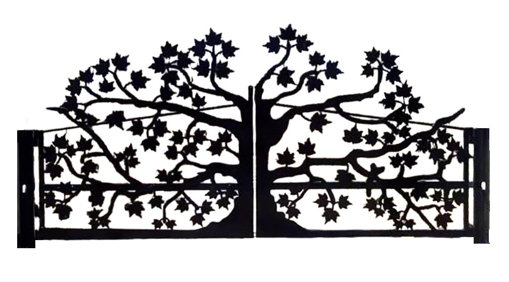 Forest Embrace – Plasma-Cut Steel Driveway Gate Model # DWG038