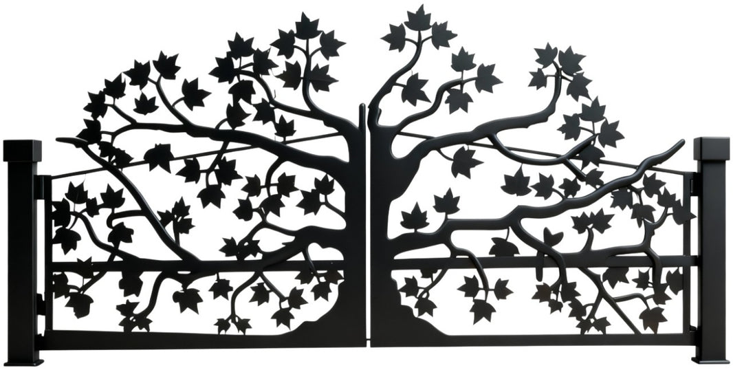 Forest Embrace – Plasma-Cut Steel Driveway Gate Model # DWG038