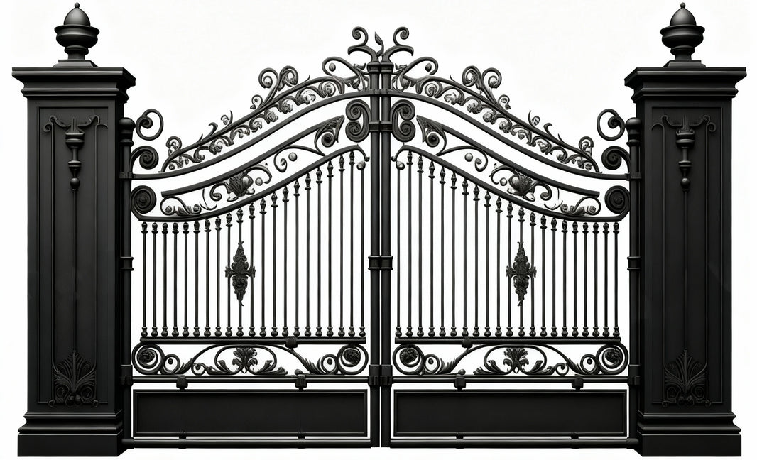 Imperial Grace – Ornamental Wrought Iron Estate Gate | Grand Scrollwork & Floral Detailing Model # DWG072