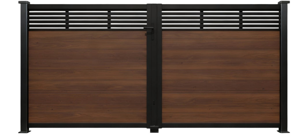 Timberline Horizon – Wood & Metal Gate with Slatted Upper Panels Model # DWG086