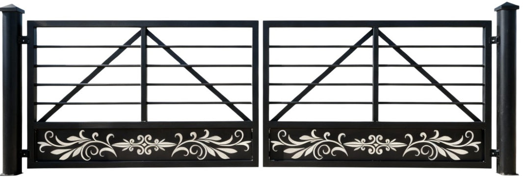 Palm Vista Bloom – Decorative Steel Driveway Gate Model # DWG097