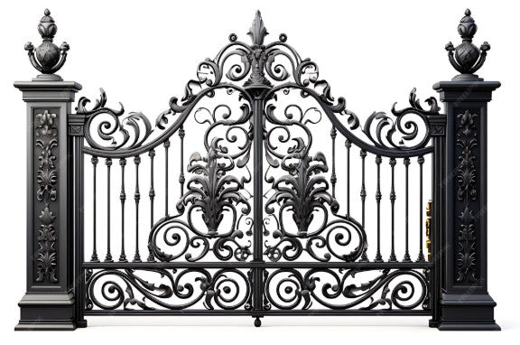 Modern Custom Fabricated Driveway Gate | Golden Square Pattern Entrance Gate | Made in Canada– Model # DWG 107