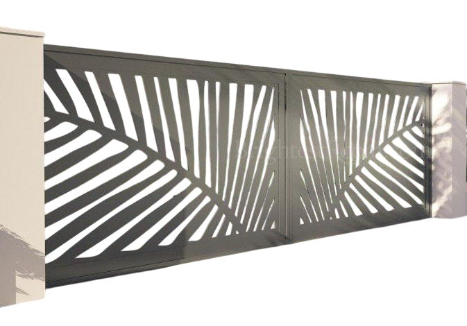 Laser Cut Leaf Pattern Design Entry Gate | Huge Custom Fabrication Driveway Gate |Made in Canada– Model # DWG 119