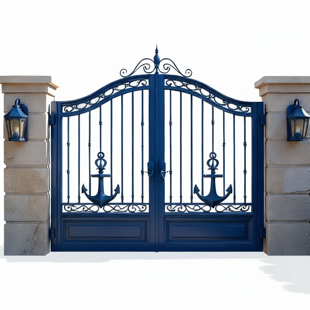 Anchor hold Estate Gate – Nautical Wrought Iron Driveway Gate Model # DWG125