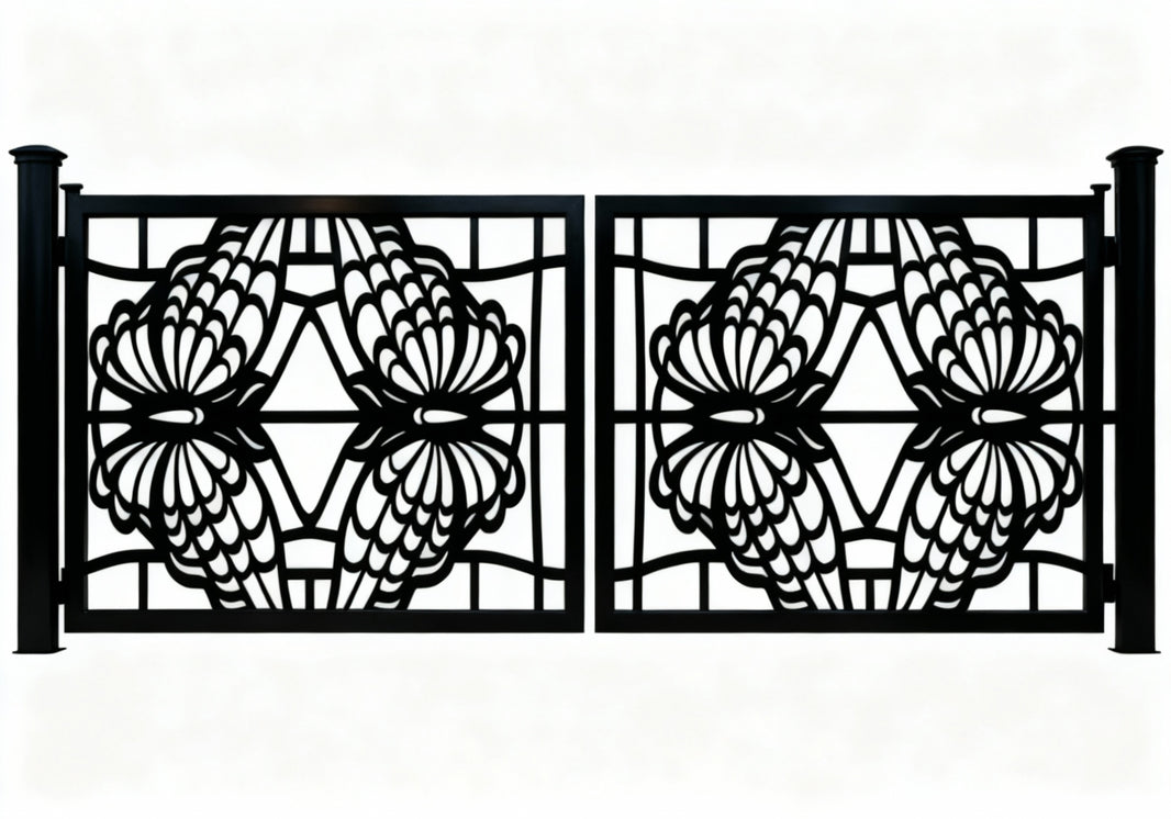 Feather Radiant Stylized Feather Gate with Central Diamond Motif Model # DWG141