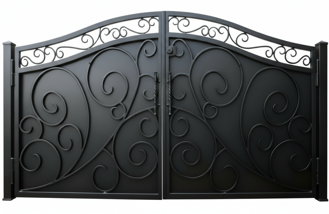 Modern Artistic Emboss Work Block Metal Driveway Gate | Custom Fabricated Metal Entry Gate Model # DWG142