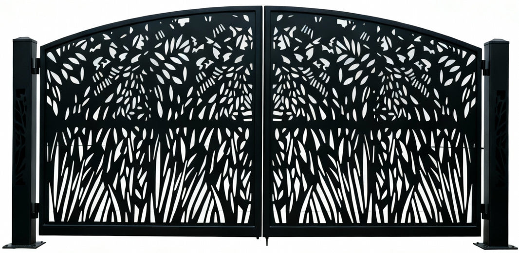 Harvestveil Canopy – Decorative Metal Gate with Wheat & Leaf Motif Model # DWG184