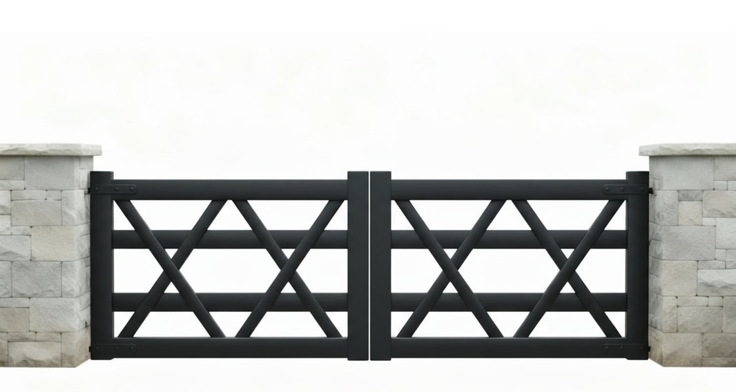 Crossbar Sentinel – Crisscross “X” Pattern Steel Driveway Gate Model # DWG860
