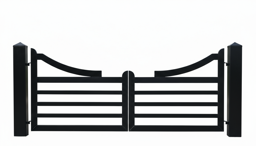 Waveform Classic – Curved Top Horizontal Bar Steel Driveway Gate Model # DWG875