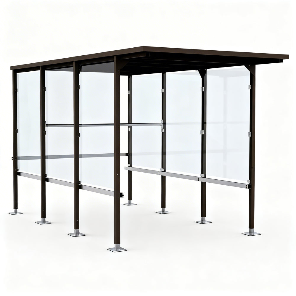Close‑up of flat metal roof panel on TAIMCO shopping cart shelter showing durable weather‑resistant construction.