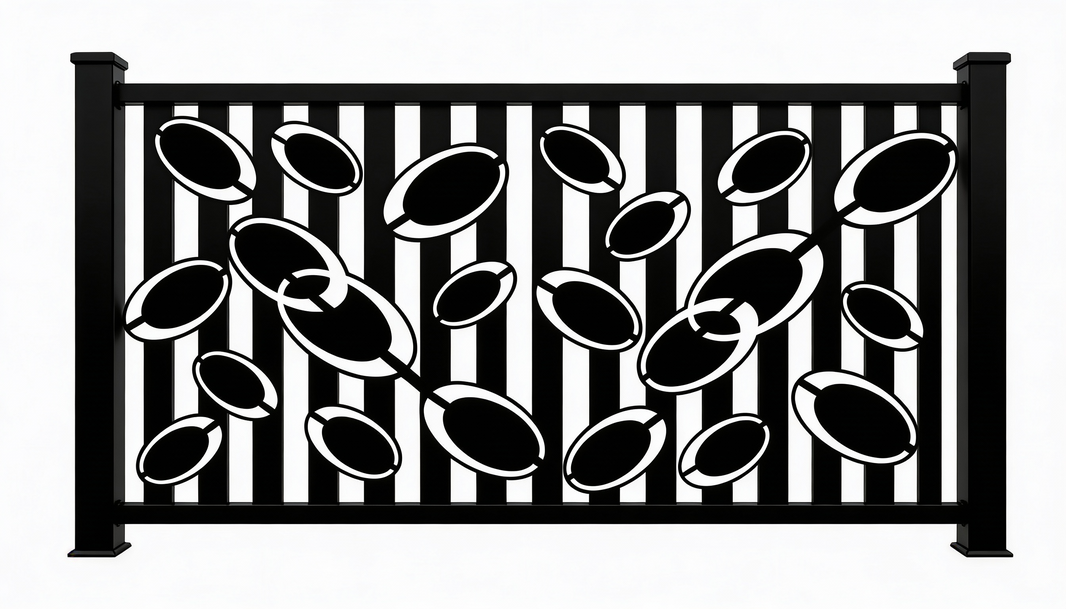 Optical Illusion Plasma‑Cut Steel Fence Panel | Modern 3D Effect Metal Privacy Screen Model # FP940