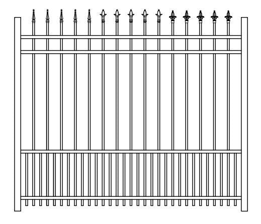 Ornamental Aluminum Finials Fence Panel - Model # FP972