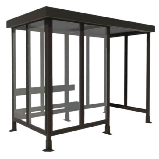 Close‑up of flat metal roof panel on TAIMCO bus stop shelter showing durable weather‑resistant construction.