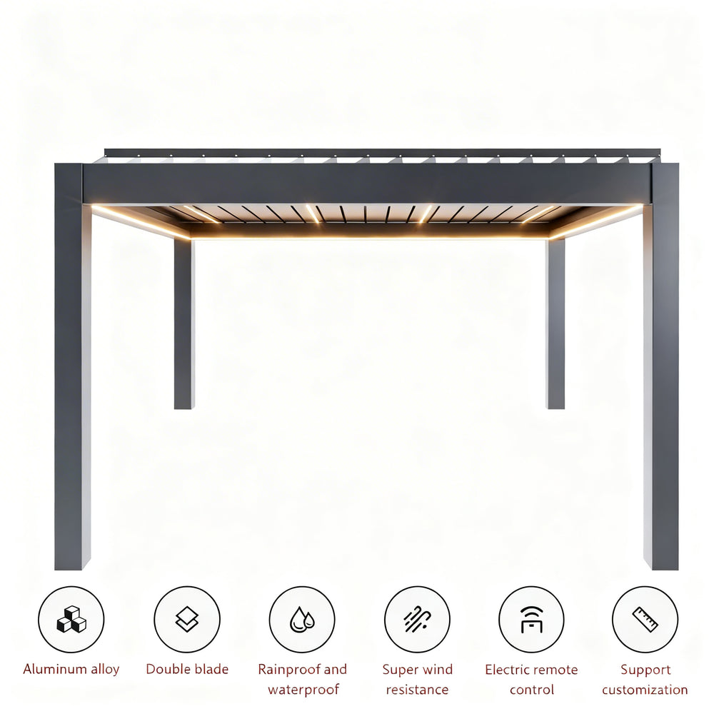 Top‑down angle showing louvered roof system