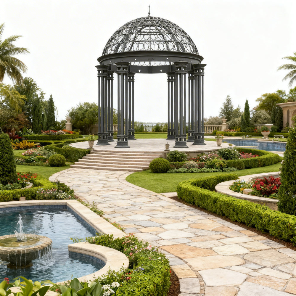 Close‑up of dome lattice detailing and column base
