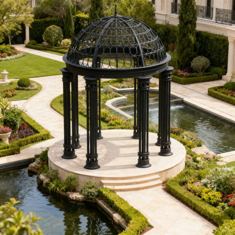 Detail shot of lattice dome and column connections