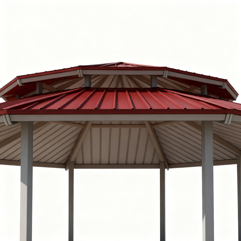 Top‑down angle showing 12‑sided pavilion roof geometry and column layout