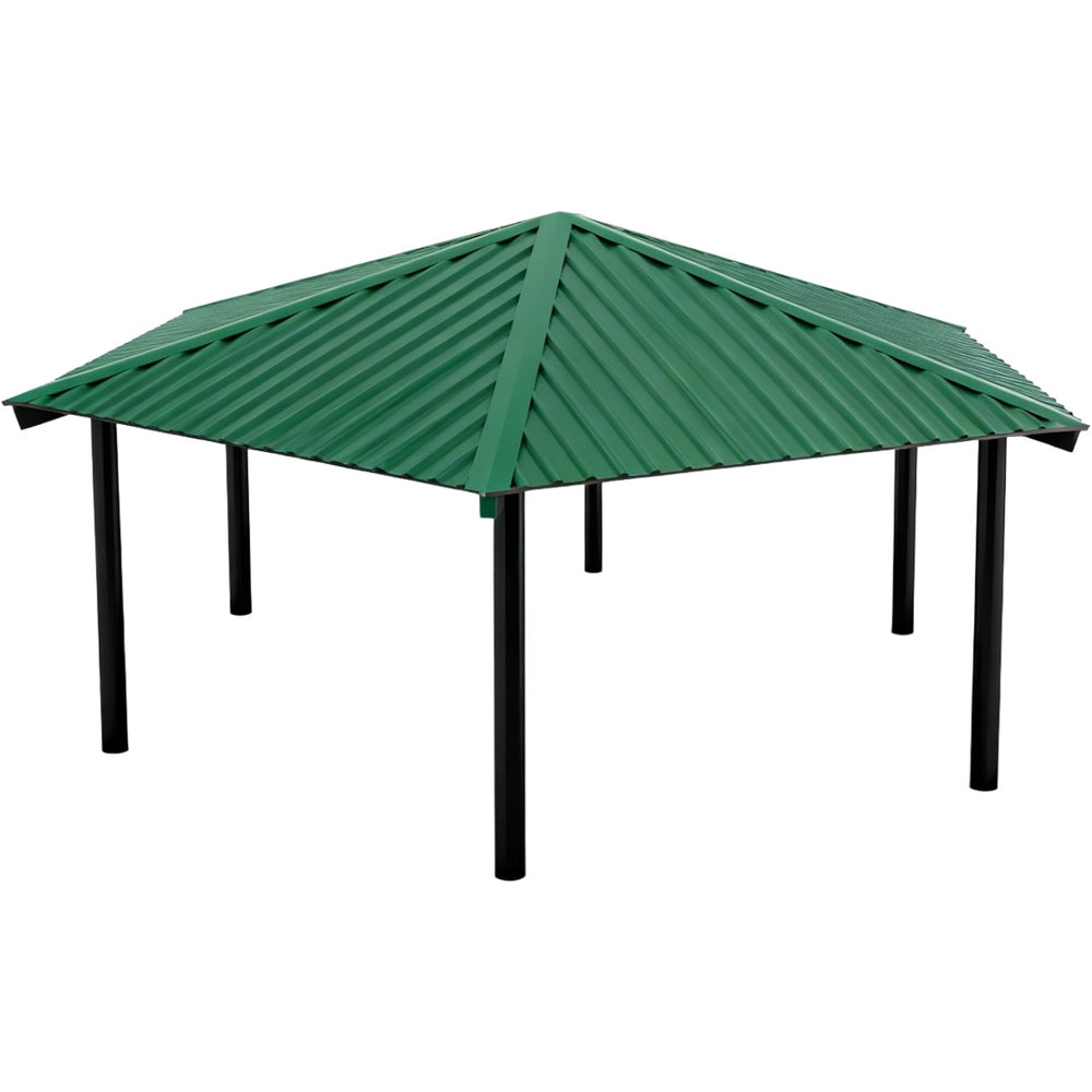 Detail shot of steel column and connection points on hexagon one‑tier gazebo
