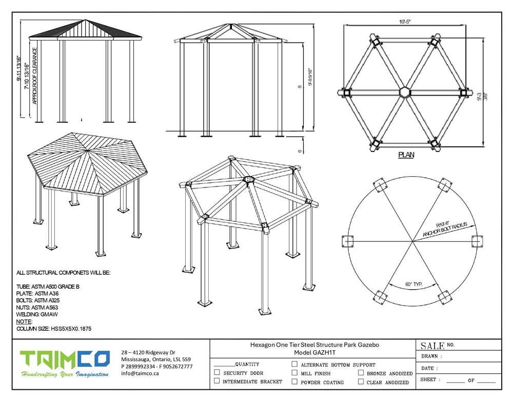 Hexagon one‑tier steel park gazebo with a modern metal frame, open‑air design, and durable steel roof, shown in a clean product view