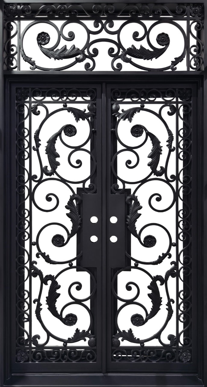Decorative Wrought Iron Gate with Arched Top and Scroll Pattern – Model # IWD 1012