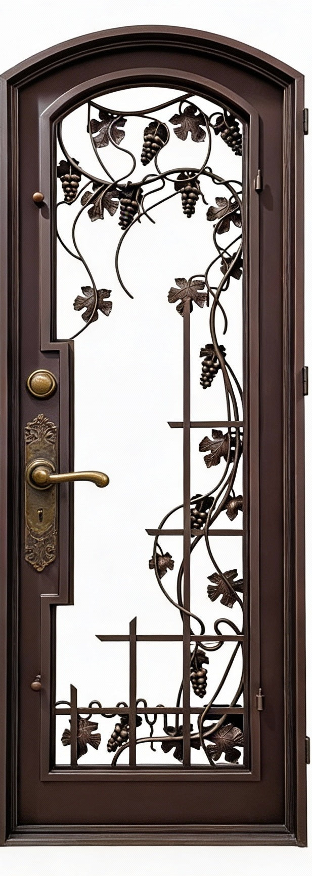 Wrought Iron Door with Square Top and Grapevine Scroll Design – Model # IWD1016