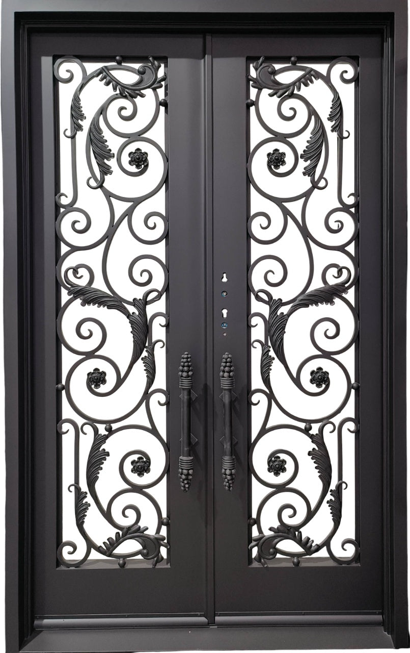 Wrought Iron Door with Square Top, Artistic Kickplate Model IWD 1025