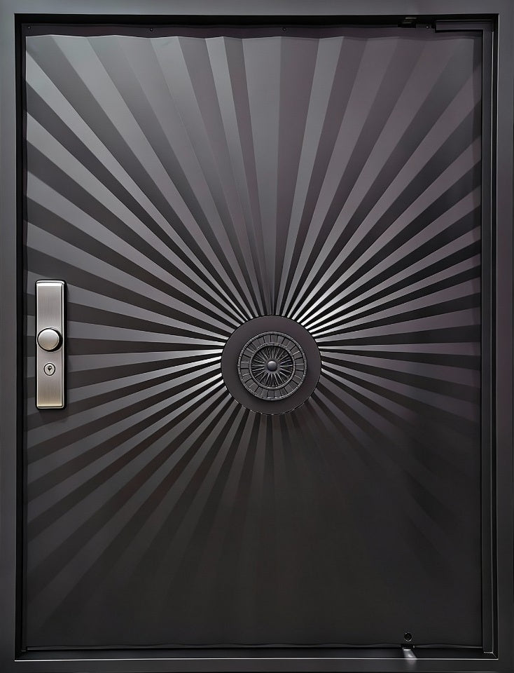Sunshine Pivot Iron Entry Door – Square Top with Kickplate | Powder-Coated Black Finish | Model IWD1026