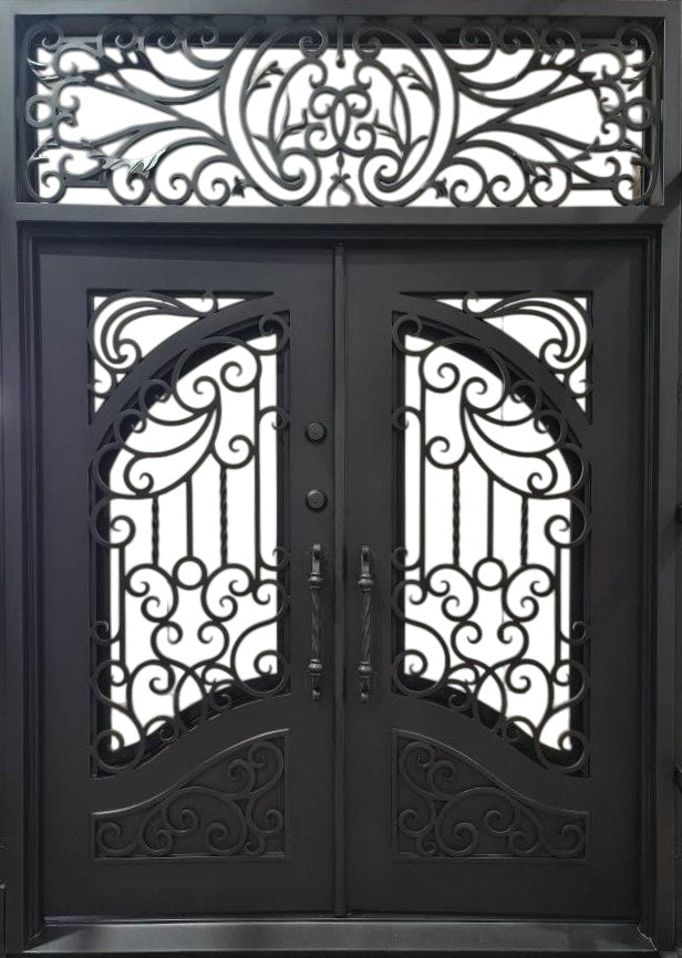 Premium Wrought Iron Entry Door Square Top with Kickplate Model IWD 1048