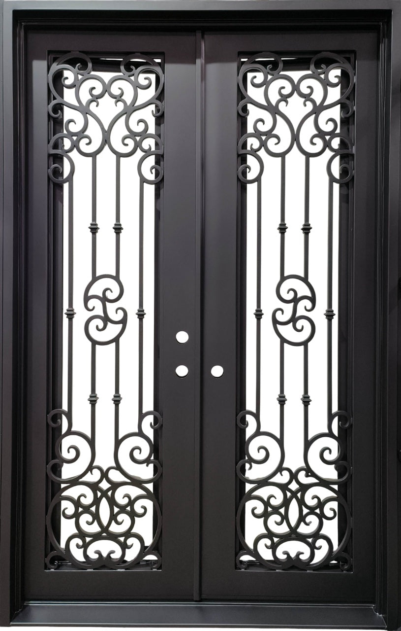 Custom Wrought Iron Entry Door – Square Top With Kickplate | Model IWD 1050